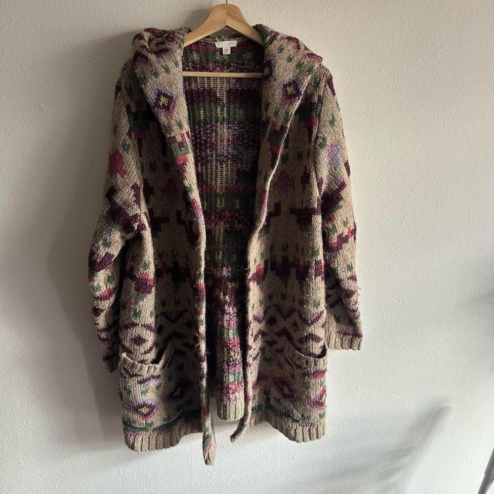 J. Jill Multicolor Hooded Cardigan